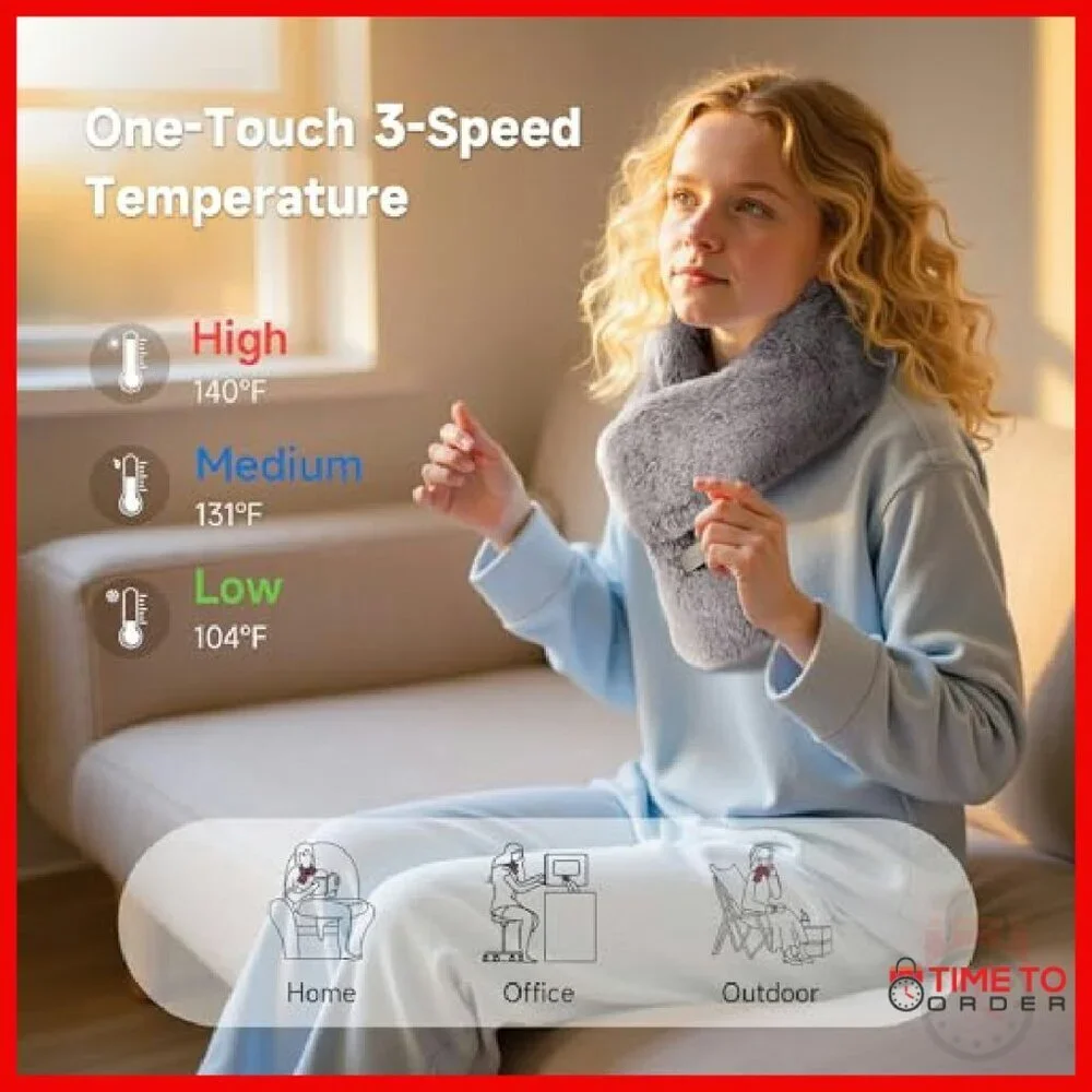 Heated Scarf with 3 Heat Settings, Portable Neck Warmer, 4000mAh Power Bank